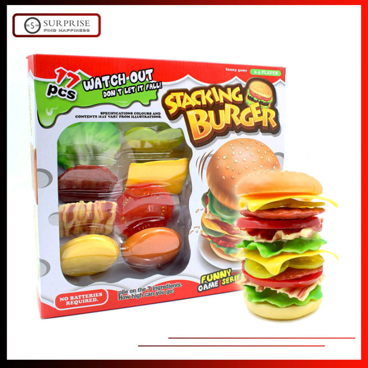 【Ready Stock】Stacking Burger Game with 17 Stacking Hamberger Pieces for