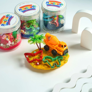 Playdoh / playdough / fundoh / Playdough kits sensory play / magic jars tema construction / truck truk