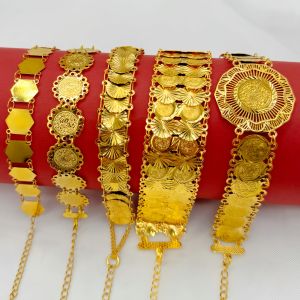 Mạ vàng đồng cổ vòng tay gắn đồng xu nữ thời trang trang sức Cưới Quà Tặng ramadan