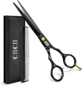 Hair Cutting Scissors 6.5 Inch Barber Haircut Scissors Kit (Black) Professional Hair Cutting Shears Trimming Haircutting Set Right Left Handed Barber Shears for Home Salon DIY Hairdressing