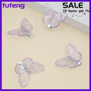 fufeng Purple Butterfly Hairpins Girl Hair Clips Barrettes Women Sweet Hair Ornament Rainbow Headwear Fashion Hair Accessories
