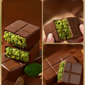 💘Hot Sale💘Dubai Chocolate Sandwich Dark Chocolate Pistachio Filling / Pistachio Chocolate Sandwich / Pure Cocoa Butter Chocolate Trans Fat Free Chocolate / Low Sugar Rich and Crispy Filling.