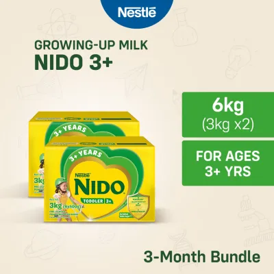 NIDO 3+ Growing-Up Milk Powder for Toddler Children 3+ Years Old 3kg (6kg x2)