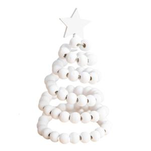 Miniature Christmas Tree Tabletop Ornament Wooden Beaded Christmas Tree Holiday Decoration For Mantels Dining Table