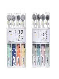 Set 4 Bàn Chải Ecersu Nhật Bản Sợi Lúa Mì Nhẹ Nhàng An Toàn Bảo Vệ Răng Miệng Cho Gia Đình