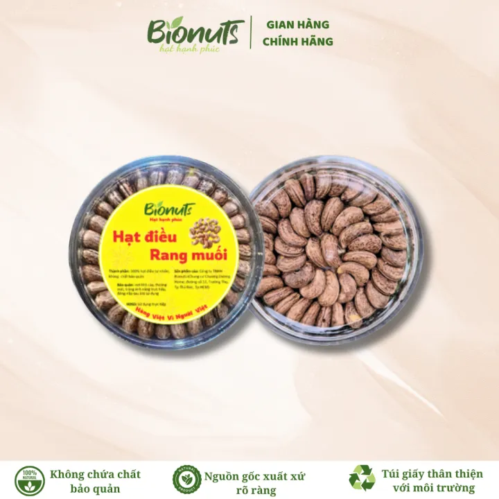 Hạt Điều Hữu Cơ Rang Muối Xếp Hoa BIONUTS 280G ( HÀNG LOẠI 1 ) 380-390 HẠT/KG