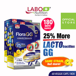 [3 Boxes] LABO Nutrition FloraGG 25 Billion CFU Lactobacillus rhamnosus GG Probiotics with Sunfiber for Immune Recovery Digestion Gut Skin Health Weight Slimming & Bowel Movement Supplement • Made in Japan •  60 Capsules
