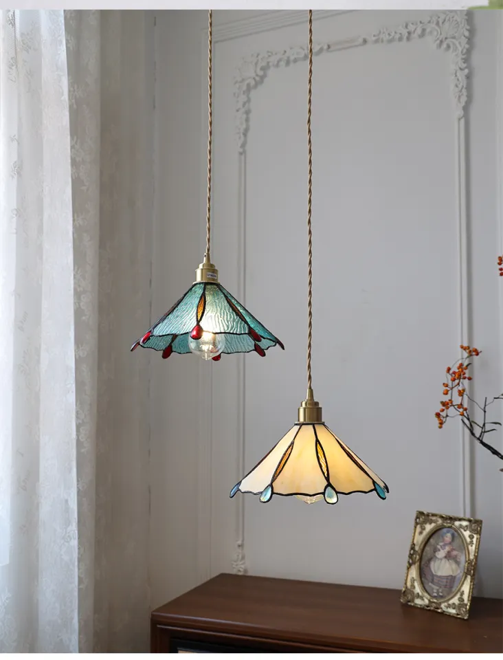 Vintage Glass Pendant Light LED Brass base Chandeliers Nordic