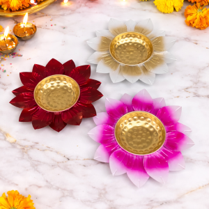 Traditional Handmade Lotus Design Urli Bowl | Floating Flower Design for Diwali Pooja & Festive Decor (Size - 12 Inch | Pack of 1 Pc)