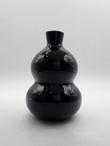 (SG Seller Ready Stocks) Natural Obsidian Lava Stone Gourd Display Ornament with Wooden Base 11cm