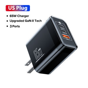 QOOVI 65W GaN Charger USB Type C Fast Charging PD QC 3.0 Wall Charger US EU Plug Adapter Quick Charge For iPhone 16 Samsung Xiaomi Oppo Macbook Laptop Tablet Phone Travel Charger