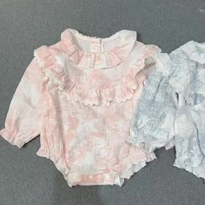 Baby Chinese Style Spring Outfit New Ink Painting Long Sleeve Princess Romper Sweet Pure Cotton Jumpsuit Baby Clothes