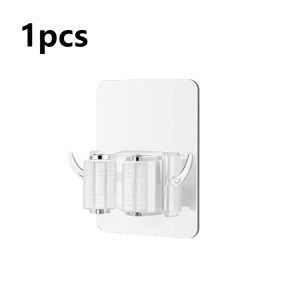 1/2pcs Broom Holder Adhesive Mop Broom Holder with Hooks Broom Organizer Wall Mount Broom Hanger Mop Organizer Home Kitchen