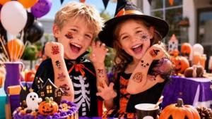 Hình xăm Halloween cho trẻ em quà tặng cho tiệc Halloween số lượng lớn dùng để bỏ vào túi quà.    Hình xăm tạm thời chủ đề Halloween dùng để trang trí cho các bữa tiệc Halloween làm quà tặng đồ chơi và các trò chơi cho lễ hội Halloween.
