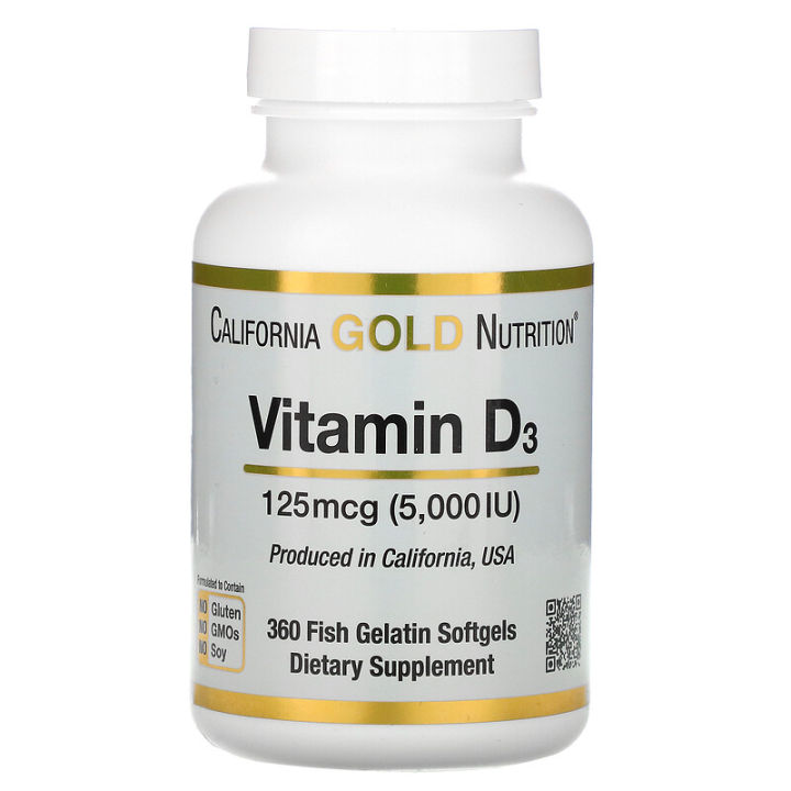 California Gold Nutrition, Vitamin D3, 2000 IU / 5000 IU, 360 Fish ...