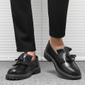 ALVIN Korea Fashion Loafers For Men Casual Leather Loafers Black Leather Shoes School Shoes men high school#8958. 