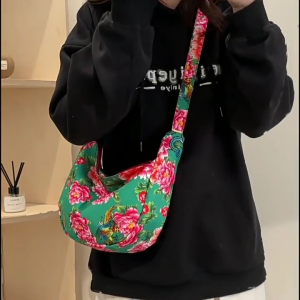 Female All-matching Shoulder Bag Northeast Flower Crossbody Bag Women Large Capacity Messenger Bag Fashion Dumpling Bags