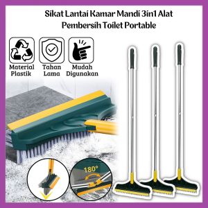 Sikat Lantai Kamar Mandi 3in1 Alat Pembersih Toilet Portable Gagang Panjang Sapu Lancip Model V Cocok Untuk Membersihkan Sudut Ruangan Kaca Dinding Multifungsi - FR GALLERY