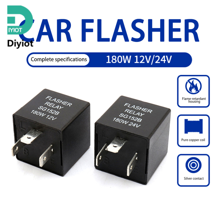 Diyiot Flasher Relay 3 Pin Adjustable LED Flasher Relay Turn Signal