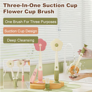 Portable four-in-one pacifier cleaning brush flower multi-function anti-fungal baby bottle brush 6 in 1 glass lid cleaning brush cleaning sponge gap removable pacifier brush
