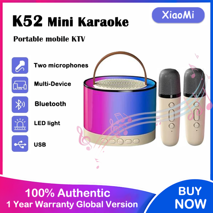 K52 Wireless Bluetooth Home KTV Karaoke Speaker Machine Dual Microphone ...