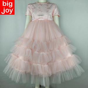 Big Joy Girls Formal Party Gown Hallie with Layered Raffles Design with Pearl Peach for Ages 4 to 10 Years Old 563103