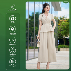 [Voucher 15% MOV 199K cap 100K Áo kiểu nữ HeraDG dáng peplum cổ vest nhún eo kết hợp cùng quần dáng suông thanh lịch chất recycle cao cấp SSTBD2036A-Q