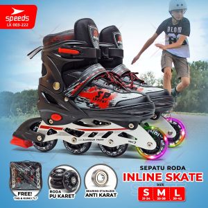 SPEEDS Sepatu Roda Anak dan Dewasa Inline Skate Full Karet PU Roda Nyala 1 Warna Bervariasi 003-222