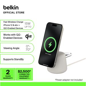 Belkin WIZ027bt BoostCharge Pro 2-in-1 Wireless Charging Dock with Qi2 15W (iphoneS25apple watchairpods)