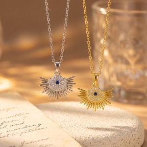 Fashion necklace pendant - Luxury and exclusive small-scale collar chain accessory 复古风眼睛项链女轻奢小众铜镶锆吊坠百搭精致锁骨链饰品