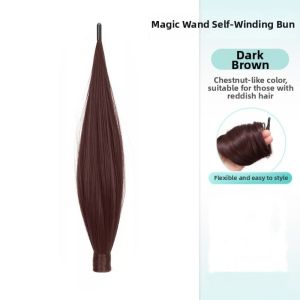 NBANLIKE 16Inch Self-Winding Bun Hair Extension Flexible Wrap Around Synthetic Flower Bun Head Wig Hair Accessories Fluffy Long Straight Hairpieces for Women