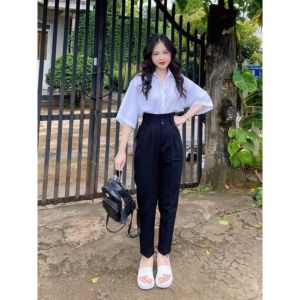 Quần Tây 3 Khuy Học sinh sinh viên cạp cao 8cm thời trang Vải tuyết mưa cao cấp dày đẹp không nhăn có Bigsize Chun sau