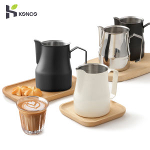 Konco Bình Tạo Bọt Cà Phê Sữa Bằng Thép Không Gỉ Kèm Bình Đựng Sữa 350/500ML Bình Hấp Espresso Cốc Cà Phê Miệng Nhọn Quy Mô Bên Trong Cốc Nghệ Thuật Pha Cà Phê Cappuccino Latte