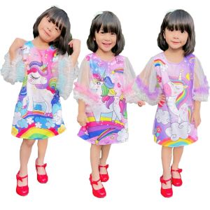 2-8ขวบ เดรสยูนิคอร์น แขนระบาย 2 ชั้น ชุดเด็กผู้หญิง เสื้อผ้าเด็กผู้หญิง ชุดเด็กหญิง ชุดเจ้าหญิง เดรสเด็กผู้หญิง ชุดยูนิคอร์น [151]
