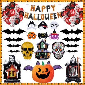 Halloween Balloons Arch Pumpkin Ghost Giant 3d Foil Standing Garland Halloween Balloons For Party Celebrate Event Thing Festival