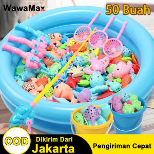 40/50PCS Mainan Pancing Ikan Anak-Anak Magnet Set Kolam Ikan