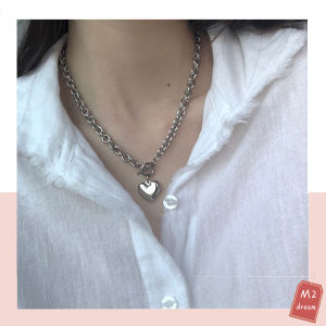American Metal Love Sweatshirt Necklace Womens Summer Accessories High-end Niche Thick Chain Clavicle Chain Hip-hop Neck Chain OT Buckle Cool Style Necklace Jewelry Kalung Cinta项链锁骨链
