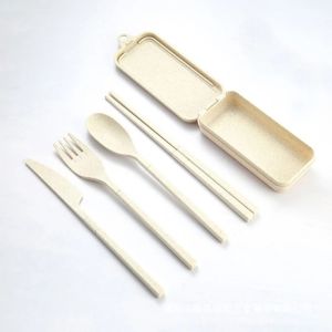 TURTLE Wheat Straw Portable Folding Cutlery Set Box (Set of 4) Eco-friendly tableware set