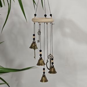 MAOMEI STORE Gỗ Chuông gió cổ điển bị hư hỏng Chuông Sao Quan Trọng Phong cách Wicca Pagan Đồ trang trí thủ công Bell Đồ trang trí treo tường cổ điển Bầu không khí đặc biệt Chuông gió phù thủy rừng gỗ Sân vườn nhà