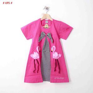 Baju Anak Cewek Perempuan Dress Kaos Usia Tanggung Umur 5 6 7 8 Tahun Bordir Flamingo