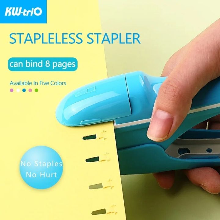 KW-Trio Stapleless Stapler Safe Paper Stapling Portable Plastic Stapler ...