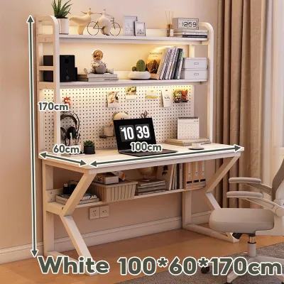 KEKEE Modern Computer Study Desk With Book Shelf Storage Rack Office Study Table Writing Meja Belajar Meja Komputer Murah Membawa rak buku电脑桌
