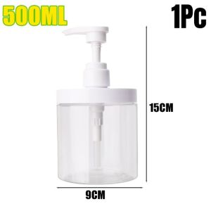 500/1000ml Transparent Pump Bottle Dispenser Wide Mouth Clear Shower Bottles PET Refillable Storage Bottle for Shampoo Conditioner Lotion