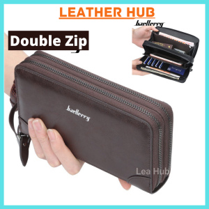 WITH VIDEO Mens Leather Clutch Bag Handcarry Long Wallet Dompet Panjang Lelaki Kulit Halal [Malaysia Stock]