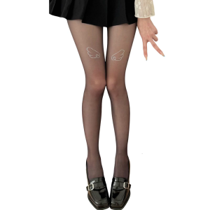 Summer Ultra-Thin See-Through Pantyhose for Women Glittering Sparkly Rhinestones Wing Pattern Sheer Tights Stockings