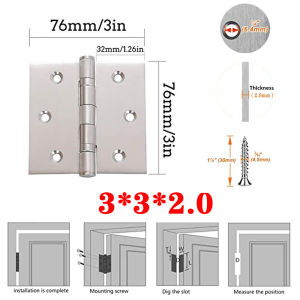 Heavy Duty Stainless Steel Ball Bearing Door Hinges 3x3/3.5x3.5/4x4 Pair for Cabinet/Gate/CR Door Premium Hardware