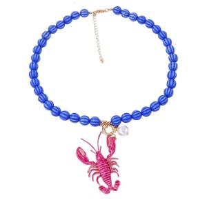 Stylish Ocean Themed Adjustable Lobster Pendant Necklace Corrosion Resistant Zinc Alloy for Casual Formal Outfits