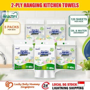 【5Packs/Box】心相印Hearttex Hanging Kitchen Towels 120 Sheets 2-Ply Oil Water Absorbent Paper 210x225mm