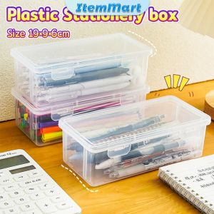 ItemMart Transparent Plastic Pencil Box School Stationery Supplies Large Capacity Waterproof Storage Box