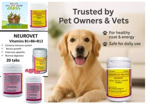 Neurovet Pet Vitamins B1 B6 B12 Tablets for Dogs Cats Boosts Immunity Nerve Health 20 Count Safe Daily Use